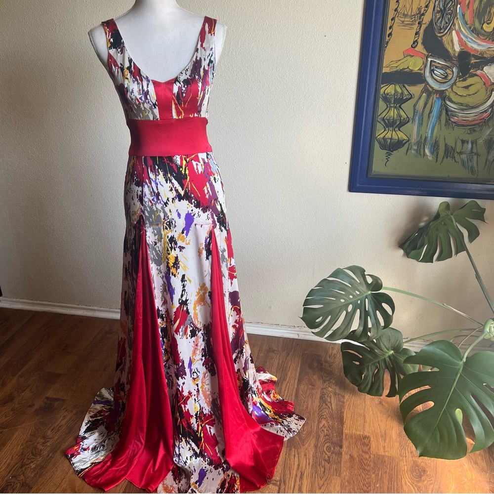 Patrizia Guidi Floral & Red Gown – Size 42 (US 6)